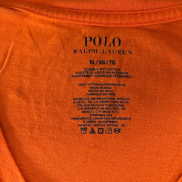 Polo by Ralph Lauren Green V-Neck Short Sleeve Tee with Orange Accent - Picture 2 of 5